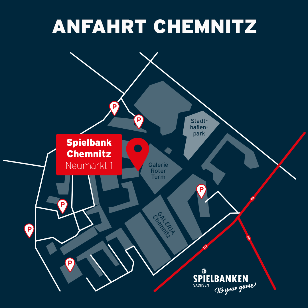 Anfahrtsskizze Chemnitz zur Spielbank in Chemnitz